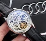 Replica Vacheron Constantin Skeleton Men Watches Black Leather Band